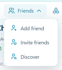 The Friends menu: Add friend, Invite friends and Discover.